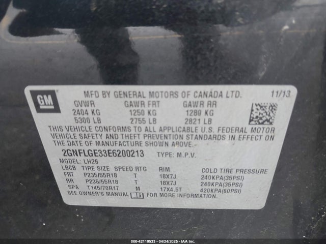 2GNFLGE33E6200213 Chevrolet Equinox 2lt