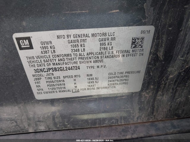 Chevrolet Trax Lt 2016 3GNCJPSB2GL244724 Image 9