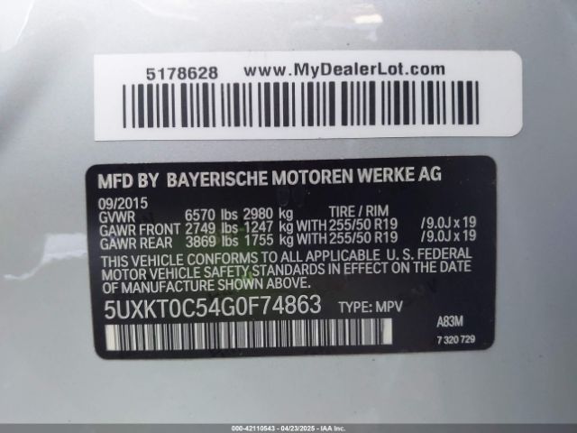 5UXKT0C54G0F74863 BMW X5 Edrive Xdrive40e