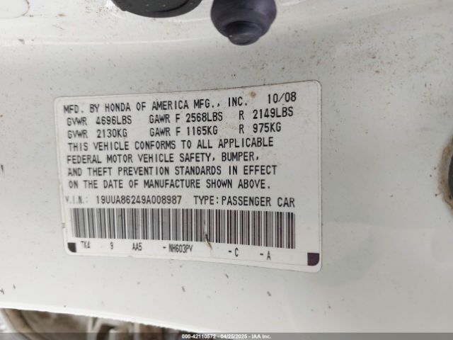 2009 ACURA TL 19UUA86249A008987 Photo 8