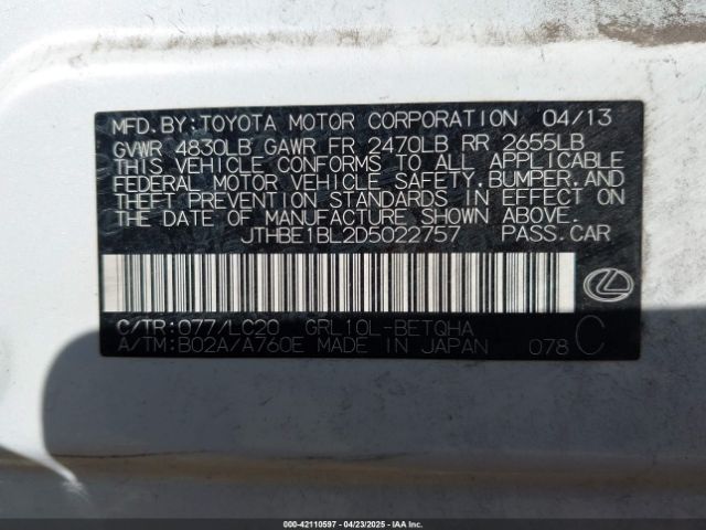 2013 LEXUS GS 350 JTHBE1BL2D5022757 Photo 8