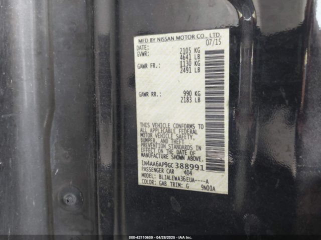 1N4AA6AP9GC388991 Nissan Maxima 3.5 Sl