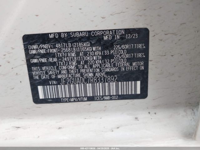 JF2GUADC7R8337892 Subaru Crosstrek Premium