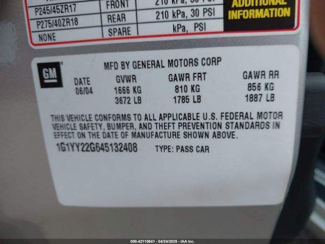 2004 CHEVROLET CORVETTE 1G1YY22G645132408 Photo 8