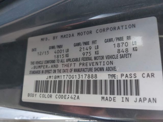 JM1BM1T70G1317888 Mazda Mazda3 I Sport