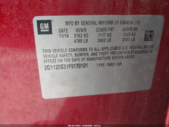 2015 CHEVROLET IMPALA 2G1125S31F9179191 Photo 8