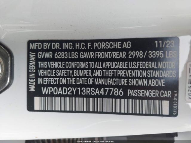 2024 PORSCHE TAYCAN WP0AD2Y13RSA47786 Photo 8