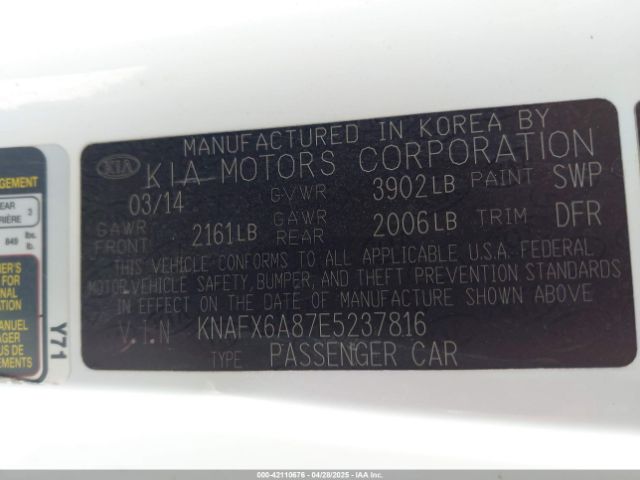 KNAFX6A87E5237816 KIA Forte Koup Ex