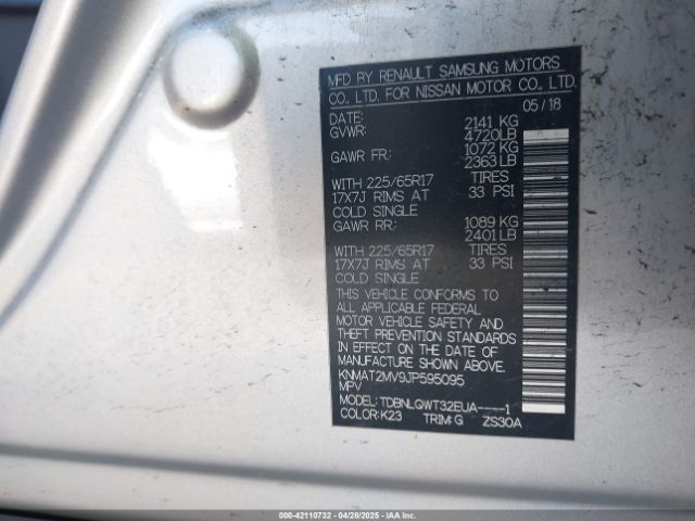 KNMAT2MV9JP595095 Nissan ROGUE SV