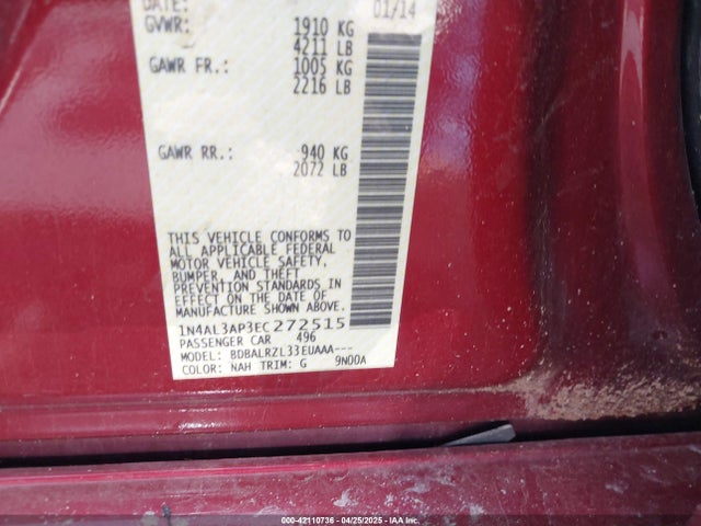 Nissan Altima 2014 1N4AL3AP3EC272515 Image 9