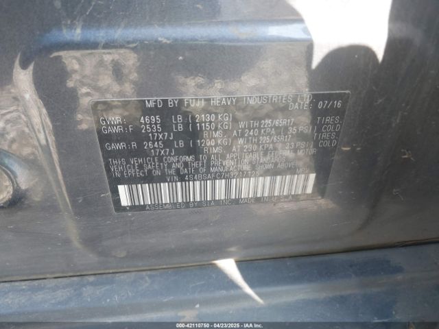 4S4BSAFC7H3217125 Subaru Outback 2.5i Premium
