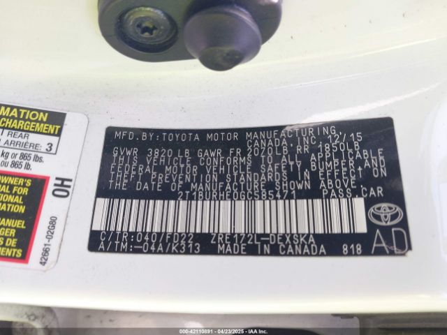 2T1BURHE0GC585471 Toyota Corolla S W/special Edition Pkg