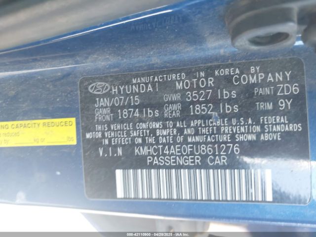 KMHCT4AE0FU861276 Hyundai ACCENT GLS