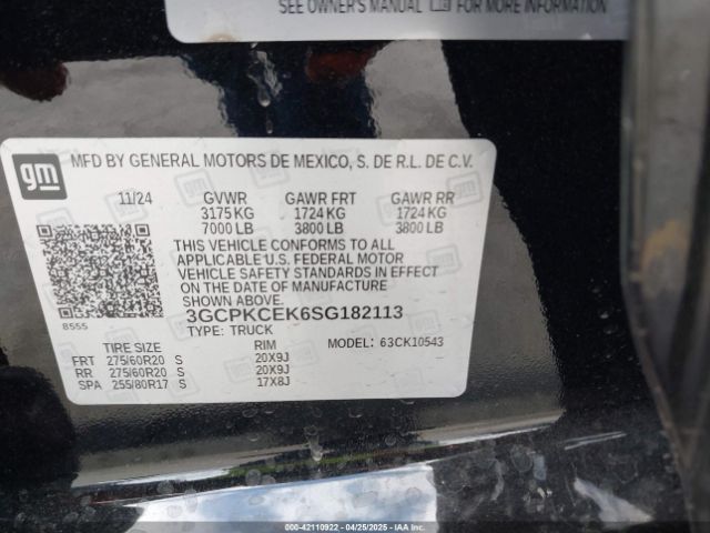 3GCPKCEK6SG182113 Chevrolet Silverado 1500 4wd  Short Bed Custom Trail Boss