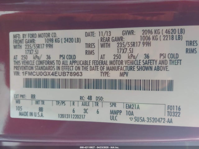 Ford ESCAPE SE 2014 1FMCU0GX4EUB78963 Image 9