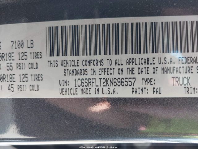 1C6SRFLT2KN696557 RAM 1500 Rebel  4x4 5'7 Box