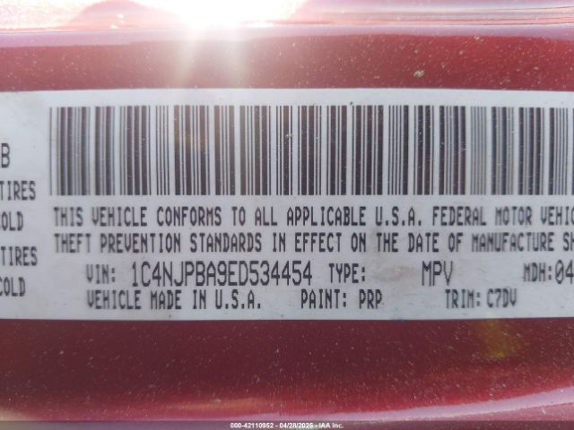 1C4NJPBA9ED534454 Jeep Patriot Sport