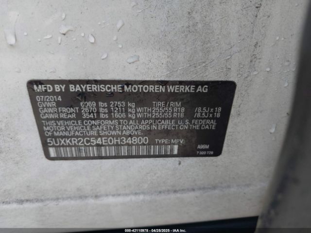 5UXKR2C54E0H34800 BMW X5 Sdrive35i