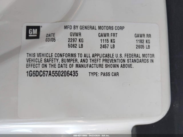 2005 CADILLAC STS 1G6DC67A550206435 Photo 8