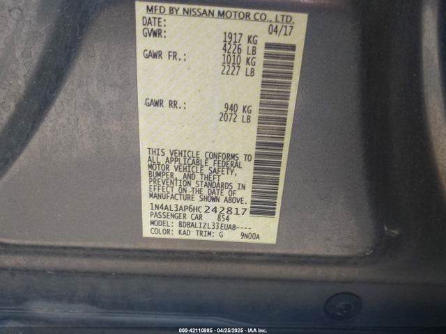 Nissan 2017 2017 1N4AL3AP6HC242817 Image 9