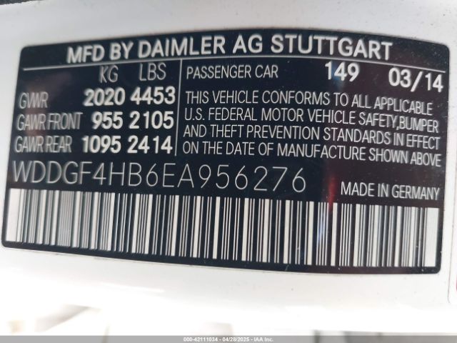 WDDGF4HB6EA956276 Mercedes-Benz C-class C 250 Sport/luxury