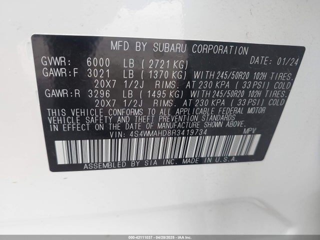 4S4WMAHD8R3419734 Subaru 2024