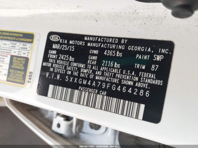 5XXGM4A79FG464286 KIA Optima Lx