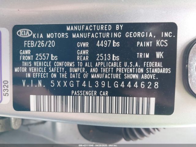 5XXGT4L39LG444628 KIA Optima Se
