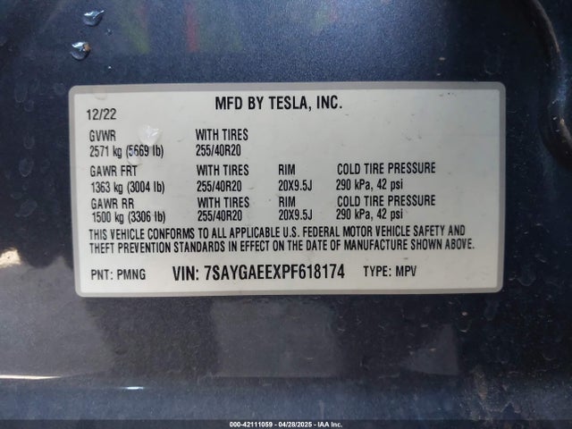 2023 TESLA MODEL Y 7SAYGAEEXPF618174 Photo 8