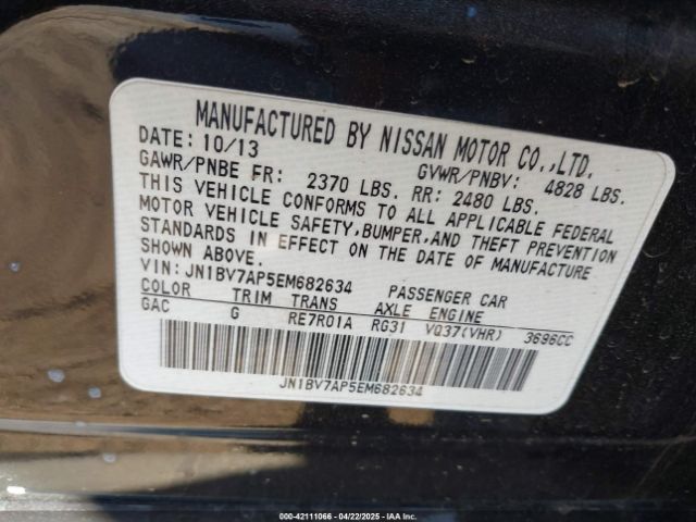 JN1BV7AP5EM682634 Infiniti Q50