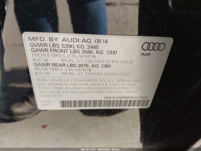 WA1LFAFP6FA047004 Audi Q5 2.0t Premium