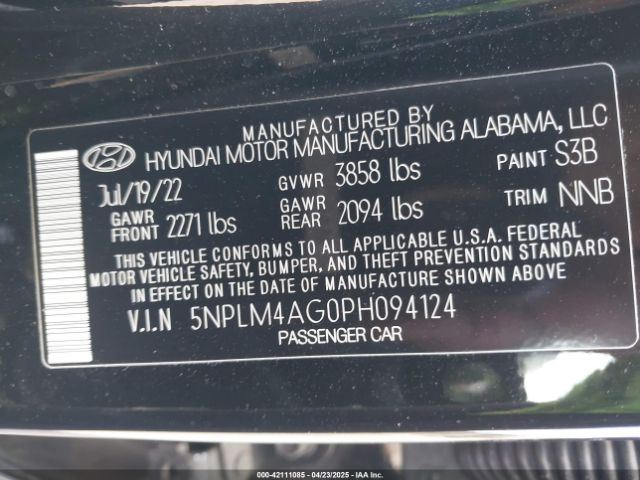 5NPLM4AG0PH094124 Hyundai mpi nu pe