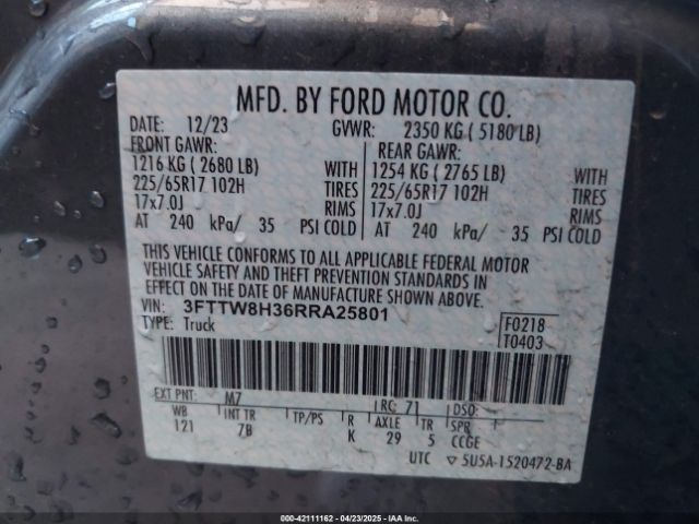 3FTTW8H36RRA25801 Ford Maverick Xlt