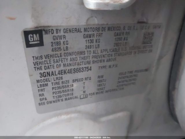 3GNAL4EK4ES663754 Chevrolet Captiva Sport Ltz