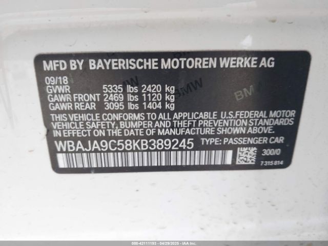 2019 BMW 530E WBAJA9C58KB389245 Photo 8