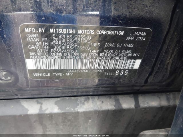 JA4J3VA84RZ064591 Mitsubishi Outlander Se 2.5 2wd/se Black Edition S-awc/se Black Edition W/pano Roof S-awc
