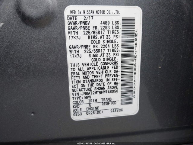 JN8AT2MT6HW148050 Nissan 2017
