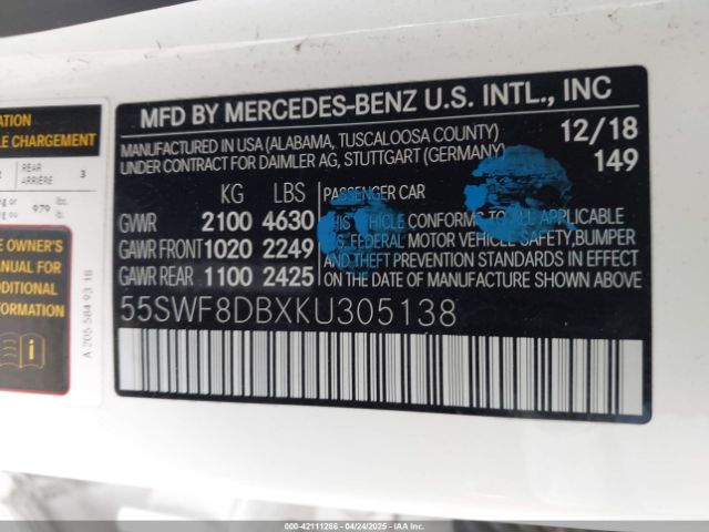55SWF8DBXKU305138 Mercedes-Benz C 300