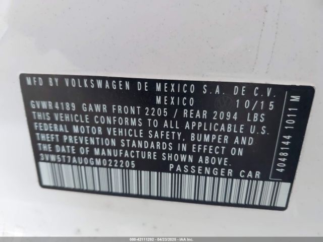 3VW5T7AU0GM022205 Volkswagen Golf Gti S 4-door