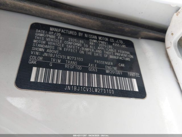 JN1BJ1CV3LW273103 Nissan Rogue Sport S Fwd Xtronic Cvt