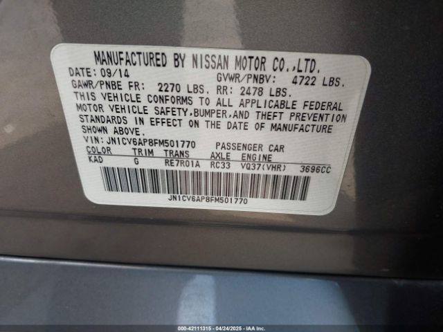 JN1CV6AP8FM501770 Infiniti Q40