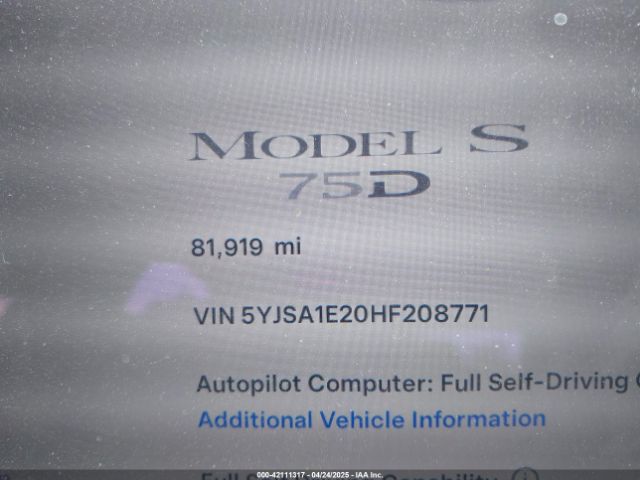 2017 TESLA MODEL S 5YJSA1E20HF208771 Photo 6