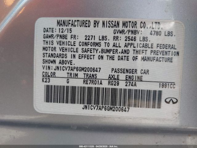 JN1CV7AP6GM200647 Infiniti Q50 2.0t Base/2.0t Premium