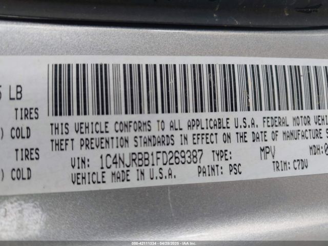1C4NJRBB1FD269387 Jeep Patriot Sport