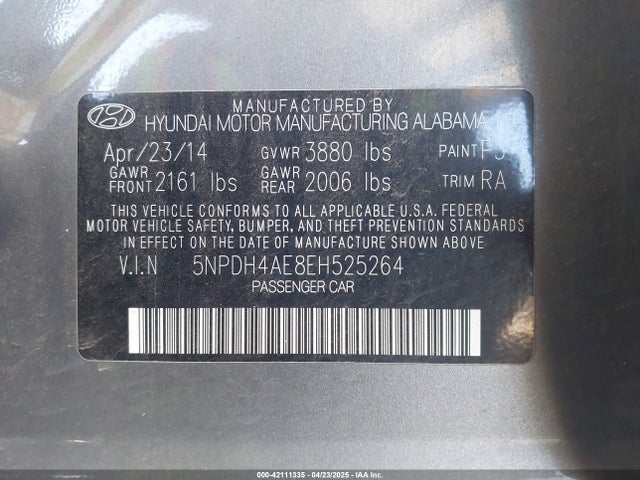 5NPDH4AE8EH525264 Hyundai ELANTRA SE