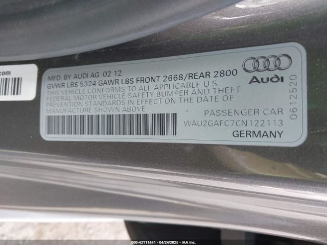 2012 AUDI A7 WAU2GAFC7CN122113 Photo 8