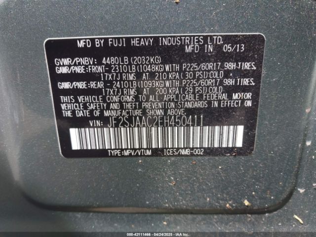 JF2SJAAC2EH450411 Subaru Forester 2.5i