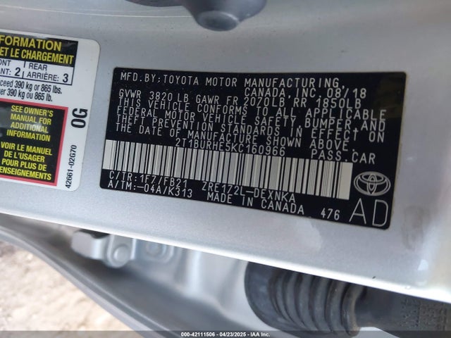 Toyota COROLLA LE 2019 2T1BURHE5KC160966 Image 9