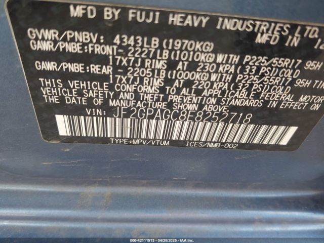 JF2GPAGC8E8252718 Subaru Xv Crosstrek 2.0i Limited
