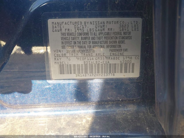 3N1AB7AP2HY253778 Nissan SENTRA S
